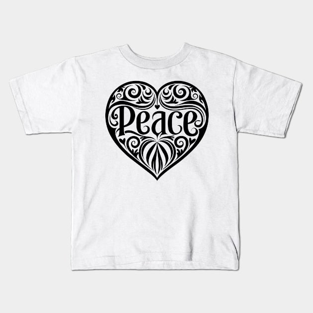 Peace Heart Kids T-Shirt by Sanu Designs